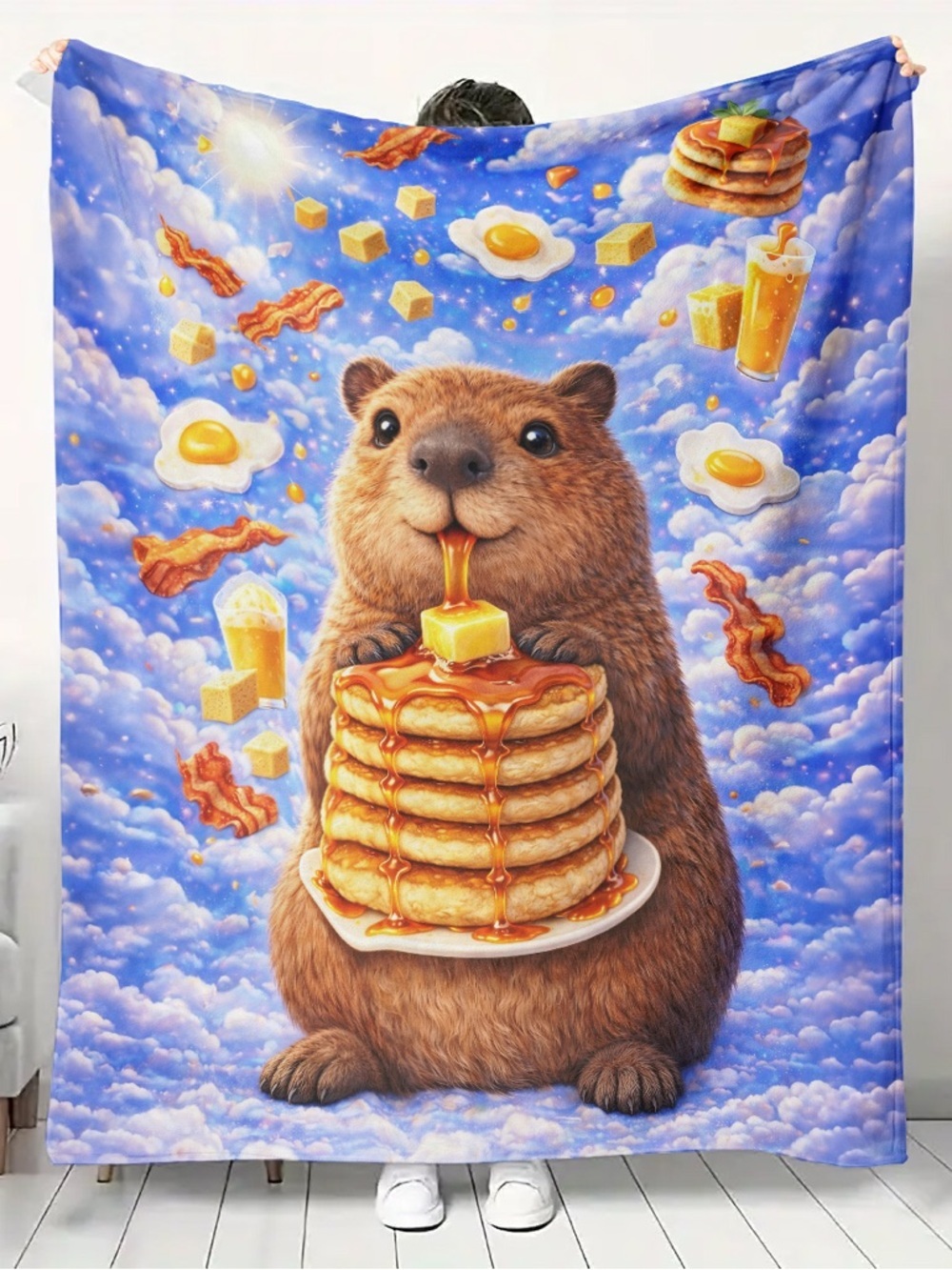 NEW Capybara Pancake Velveteen Blanket Cute Animal Cozy Throw